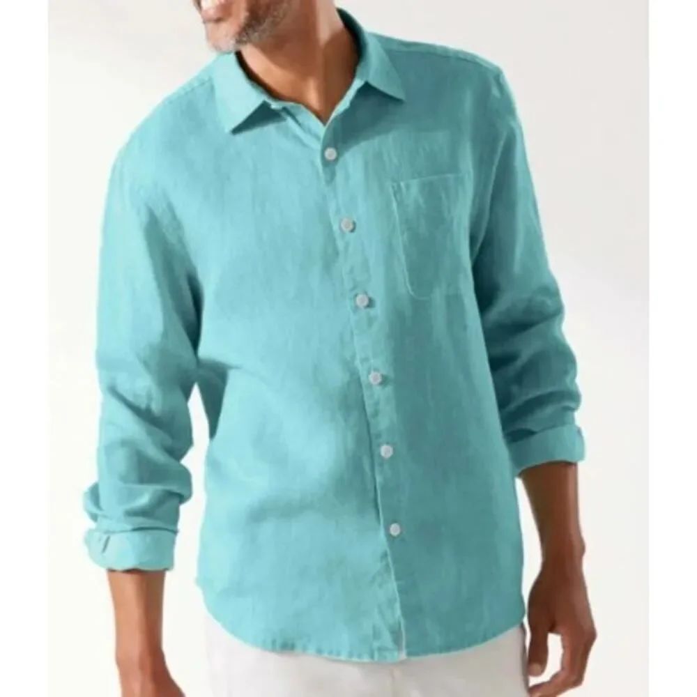 NWT Tommy Bahama Sea Glass Breezer Linen Button Down Men's Sz. 3XL